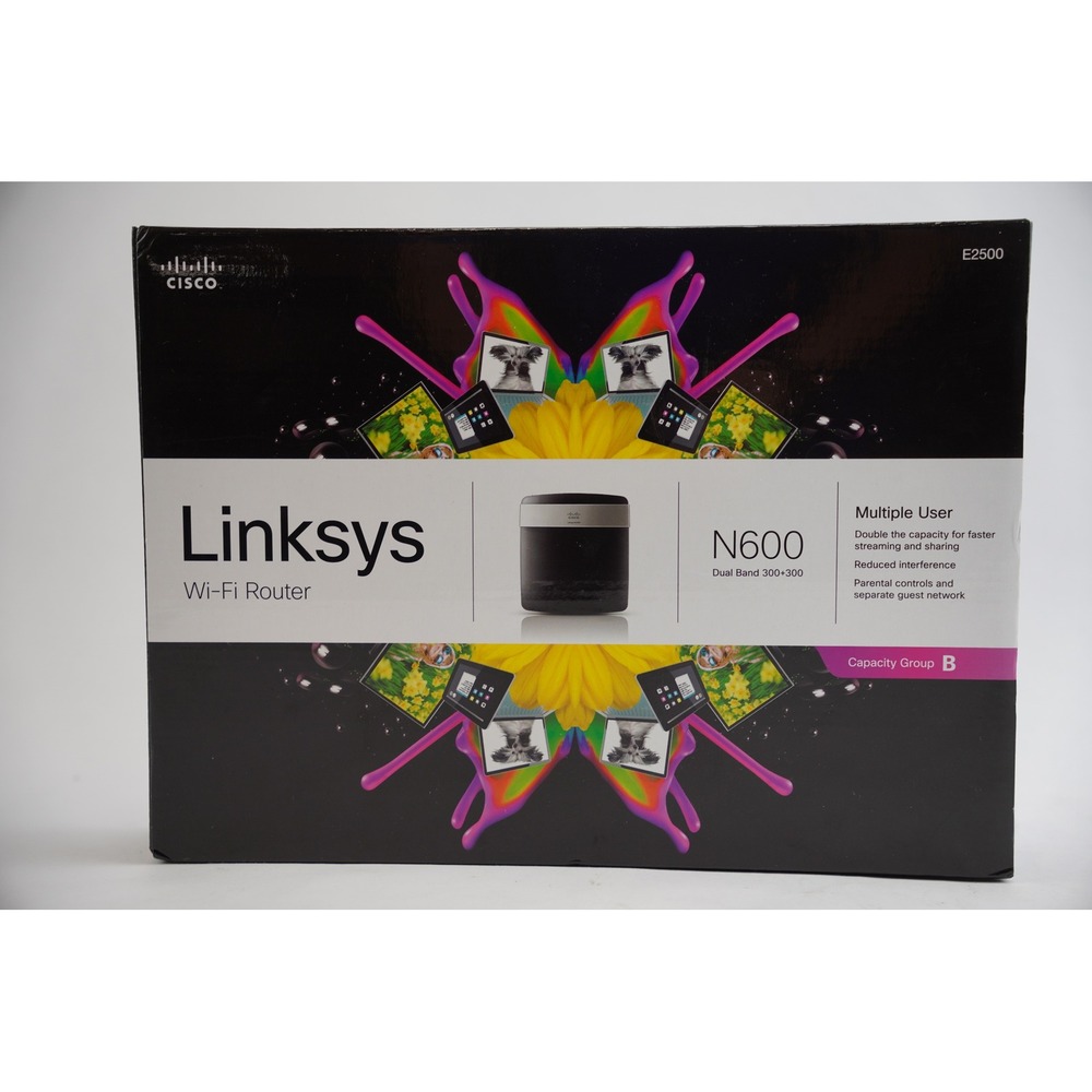 Linksys Wi-Fi Router N600 Dual-Band E2500 Black Wireless-N New‎